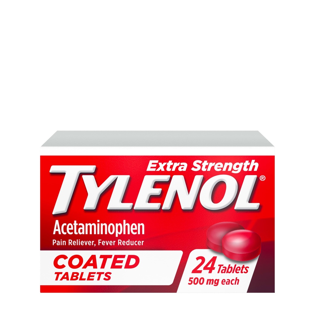 Tylenol תוספת כוח כאב Reliever & Fever מפחית, לוחות עגולים, 500 מ"ג Acetaminophen כאב גלולות הקלה עבור כאבי ראש, Toothache & Minor דלקת פרקים כאב, 24 ct