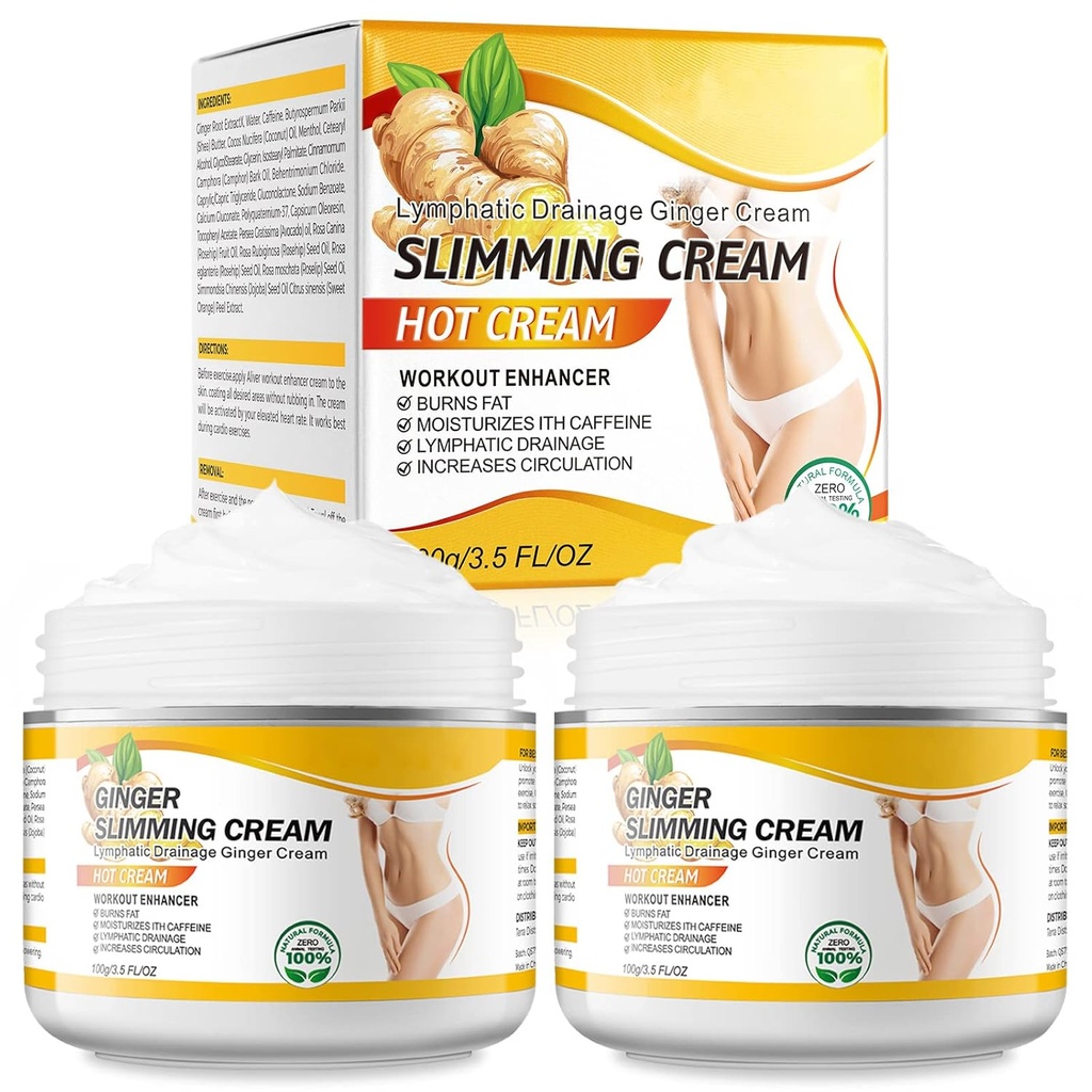 2PCS VOGSIG ג'ינג'ר סלימינג קרם - Anti Cellulite, Fat Burning, Tighting & Moisturizing, 1oz כל אחד