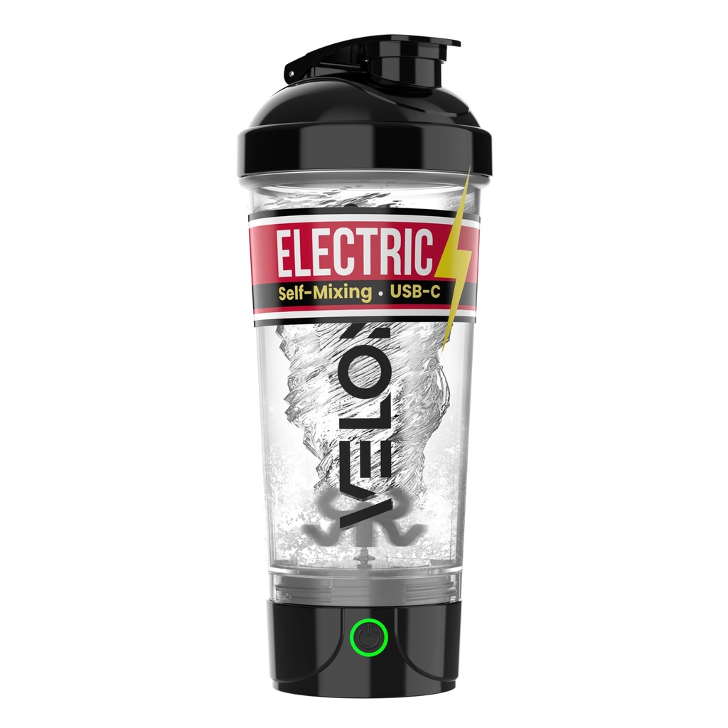 VELOMIX בקבוק חלבון חשמלי Shaker - 24 oz | USB-C Rechargeable | Leak Proof Shaker Cups forחלבון Shakes | Portable Beler for Shakes and Smoothies (Electric- Transud)