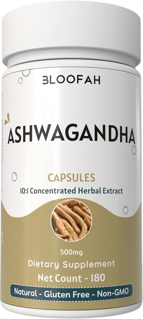 Ashwagandha קפסולות 500 מ"ג | Withania somnifera Concentrated10:1 אבקת חילוף טבעי, non-GMO, Gluten-Free Herbal Suppleemnt המסורתית של פורמולה הבוטנית ( Count (Pack of 1))