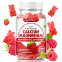 Softbear Calcium Magnesium Zinc Gummies עבור נשים, Calcium Magnesium תוסף עם ויטמין D3 עבור כוח העצם, טבעוני / מזון חינם, Raspberry Flavor 60 הרוזן