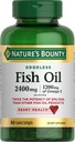 שמן הדגים של Nature's Bounty Odorless, 1200 מ"ג אומגה 3 עבור המשרת כולל EPA & DHA, תומך בריאות הלב, פורה כדי לחסל את מרקורי, coated Softgels, Gluten Free, No Shellfish, 90 Ct