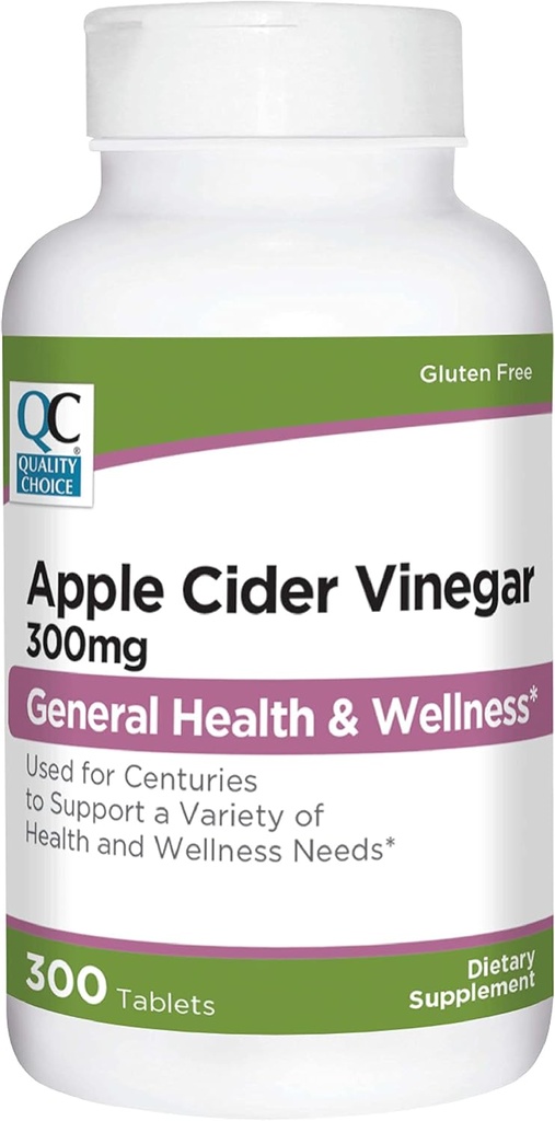 Quality Choice Apple Cider Vinegar 300 מ"ג - בריאות כללית ובריאות - תוספת תזונתית ב-300 בקבוקי הרוזן של טבליות