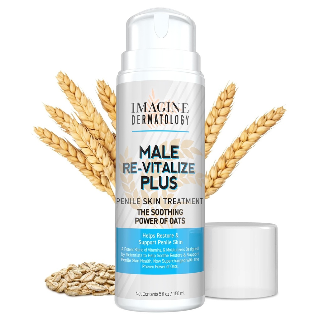 זכר Re-Vitalize PLUS - Oats Penile Health Cream for Men - Relieve, שחזור ותמיכה עור - Moisturizer Penile Lotion - גודל ערך גדול (5fl oz / 150 מ"ל)