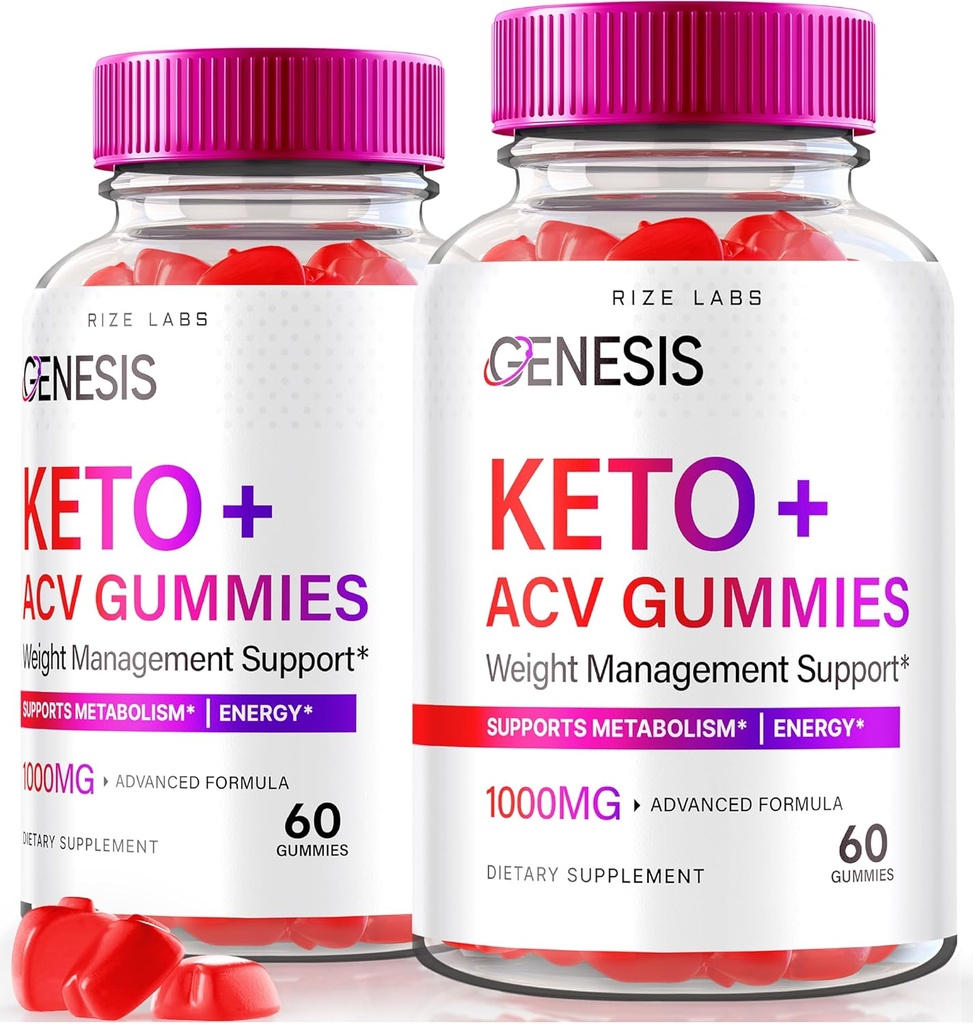 ראשי התיבות של Genesis Keto Keto+ACV חניכיים, תוספת לירידה במשקל מתקדם, All Natural Extreme 2000 מ"ג חניכיים (120mies)