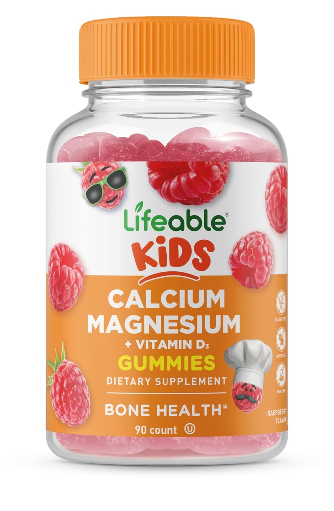ילדים בריאים Calcium Magnesium ו ויטמין D מסטיקנים | טטינגסטינג ילדים Calcium Gummies | עבור Tooth ו- Bone בריאות | עצמות מחזקות תוספי ילדים | 90 מסטיקנים