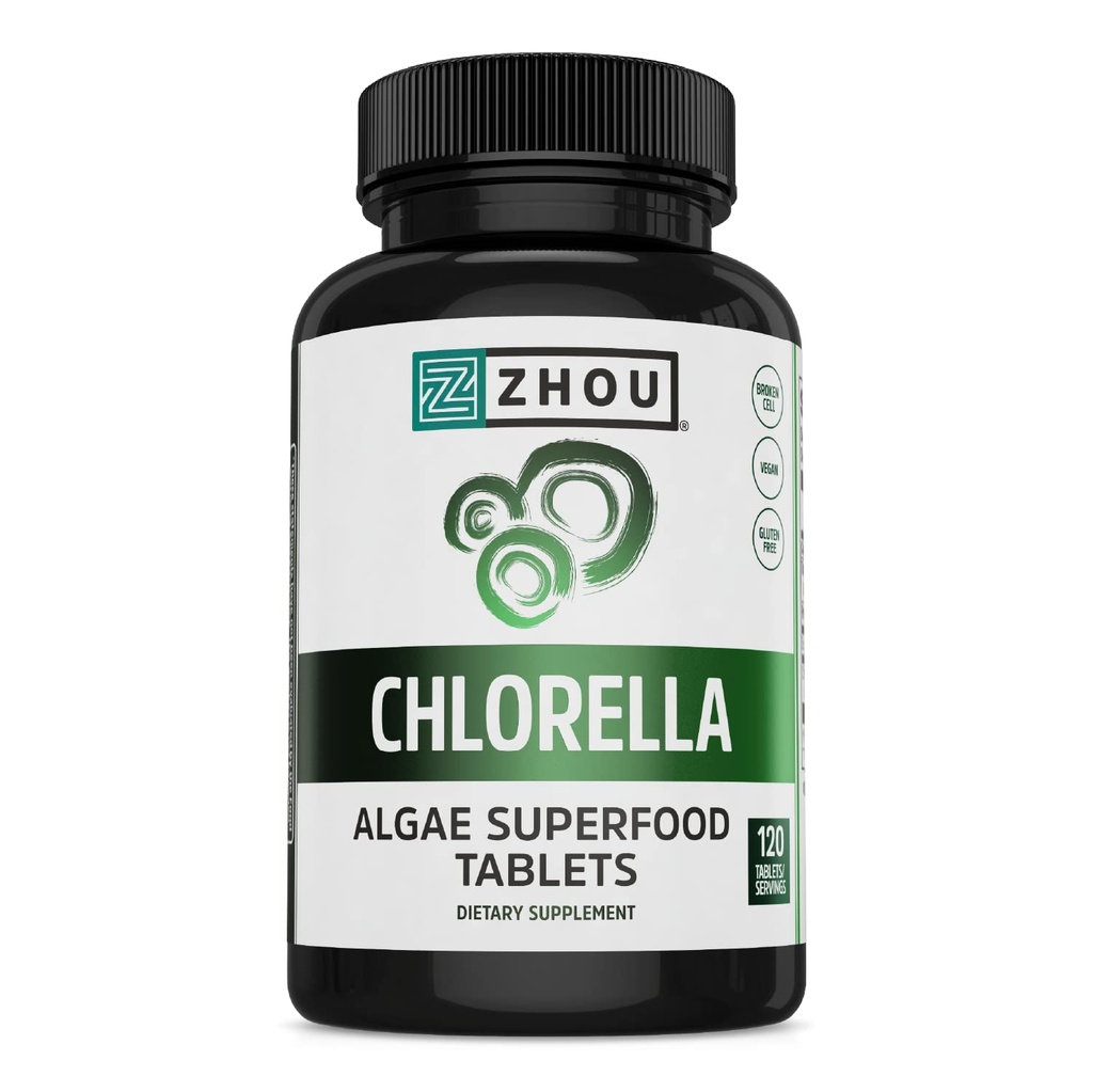 ג'ואו Chlorella טבליות - תוסף Chlorella, ויטמין Chlorophyll, Pure Green Algae Superfood, Nutrient Richent Richent Super Pills, Broken Cell Wall - 120 טבליות טבעוניות