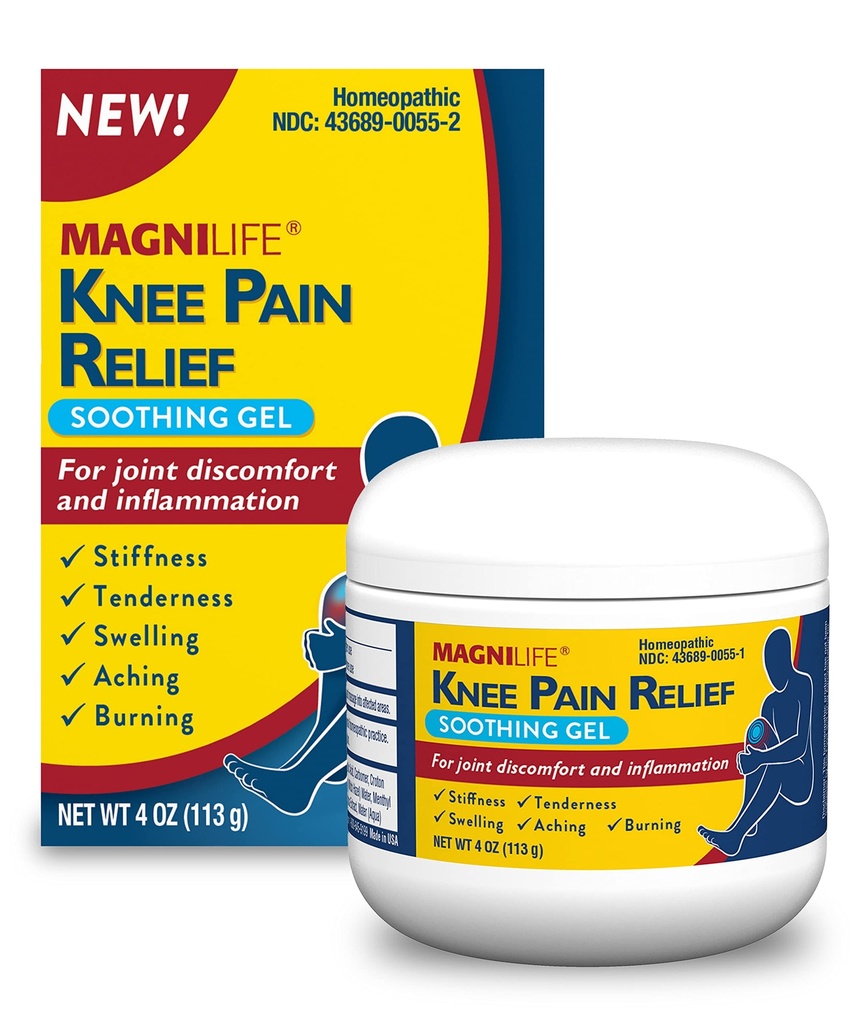MagniLife Knee Pain Relief Gel (4 oz), Arnica-Based Gel for Joint Pain, Knee Stiffness & Swelling, Non-Greasy, No Staining, Massage-in Formula for Daily Knee Support & Comfort