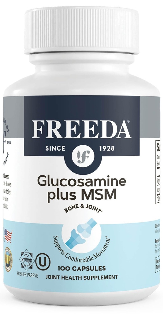 חינםDA Glucosamine MSM - תוסף גמישות משותף וניידות - Vegetarian Glucosamine ללא דגים - תמיכה פונקציונליות משותפת - צד שלישי נבדק - (100 קפסולות)