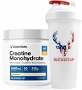 Bucked Up Creatine & Shaker Bundle - אבקת קראטין Micronized Creatine (250g, 50 משרתים) + 28oz Leak-Proof BPA-Free Shaker בקבוק עבור שילוב אופטימי