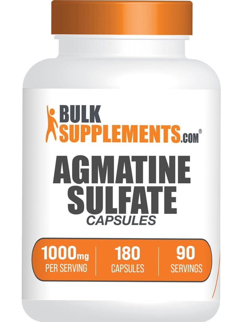 BulkSupplements.com Agmatine Sulfate כמוסות - תוסף Nitric Oxide, Agmatine תוסף - Gluten Free, 2 קפסולות לשרת, 180 (Pack of 1)