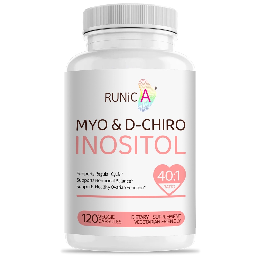 Myo-Inositol & D-Chiro Inositol (40:1 Ratio) - Support Hormone Balance, Fertility & Ovarian Health - 120 Vegan Capsules, 30-Day Starter Pack
