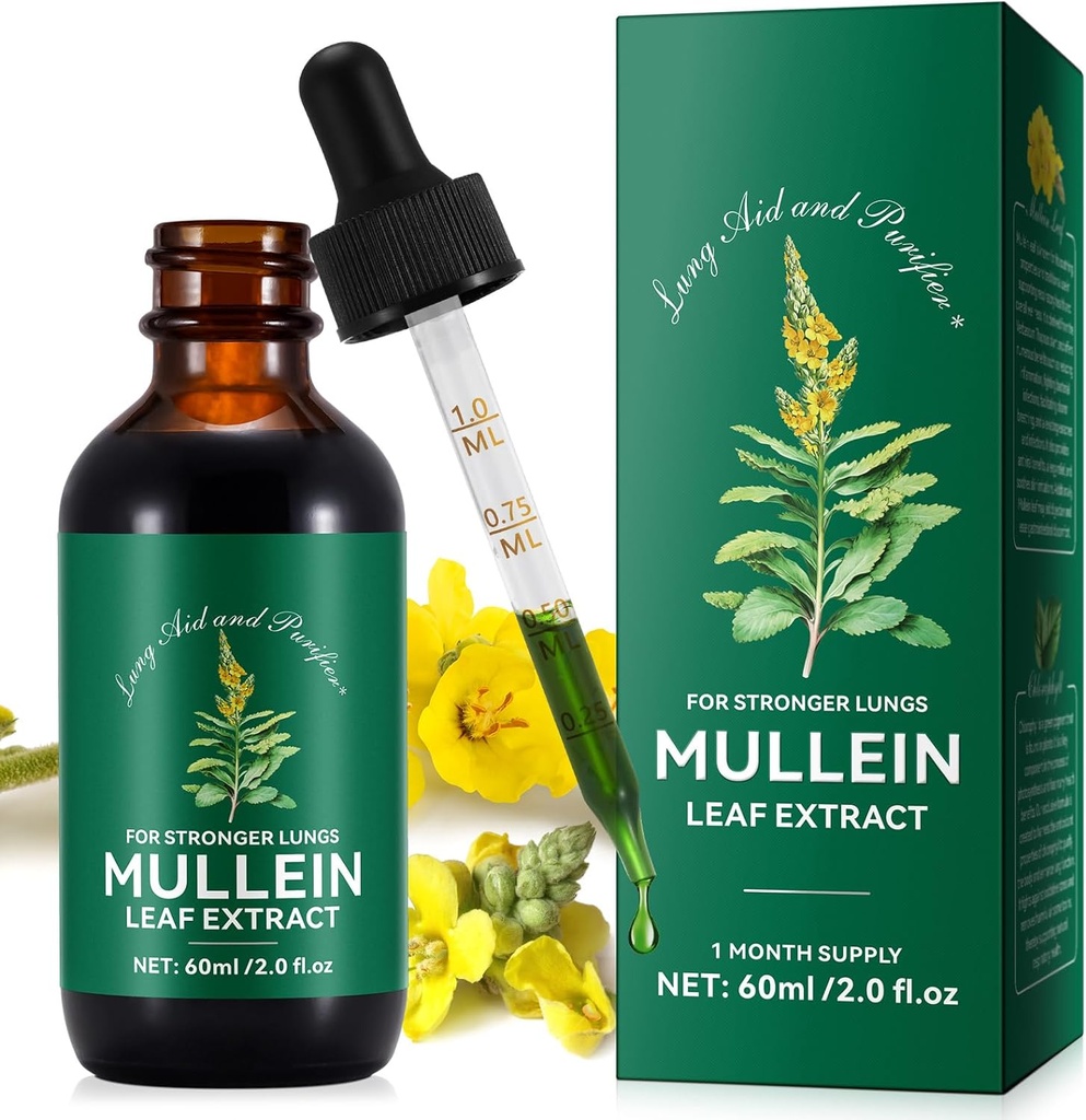 Mallein Leaf Extracts for Lungs, Natural ניקוי, Mullein Leaf נוזל לחלץ תוספת, בסגנון חיים בריא צמחוני, 2 FL OZ