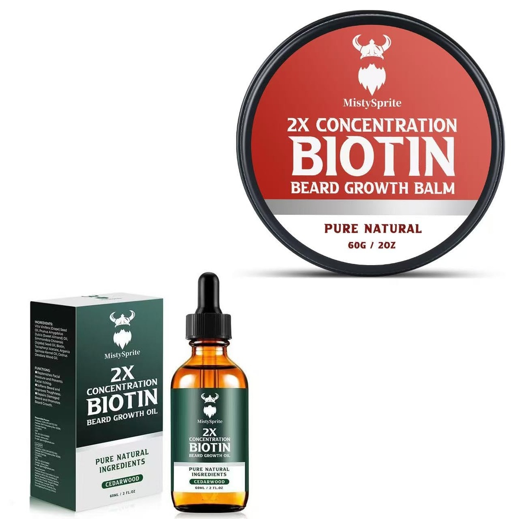 Biotin Beard Balm for Men & Conditioning Beard Wax ו growth Beard Growth Oil עם 2X ריכוז ביוטין עבור גברים, הידרטים & Thickens שיער הפנים