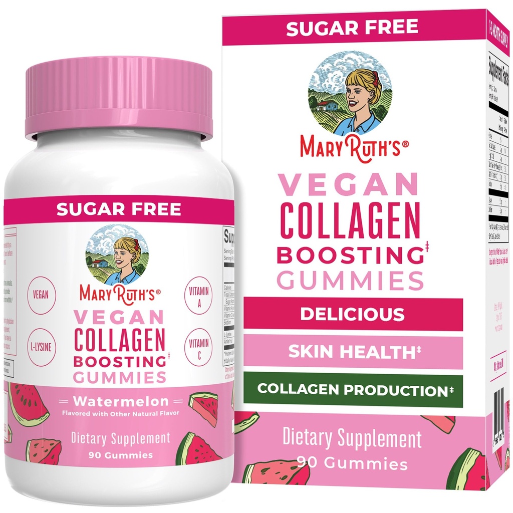 MaryRuth Organic Collagen for Women & Men, Collagen Boostingmies, Skin Care, Lysine, ויטמין C, ויטמין A, Amla, תוספת לשיער & עור, טבעוני, non-GMO, Gluten Free, 90 משרתות חינם, 90 משרתים