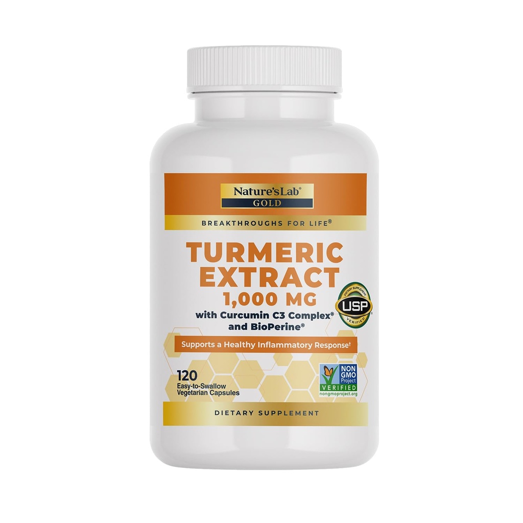 המעבדה Turmeric Curcumin C3 מורכב 1000 מ"ג - תמצית Turmeric 1000mg & BioPerine 5 מ"ג סטנדרטי עד 95%, מקדם Cardiovascular, Immune, Joint, Skin Health - 120 קפסולות (60 יום אספקה)