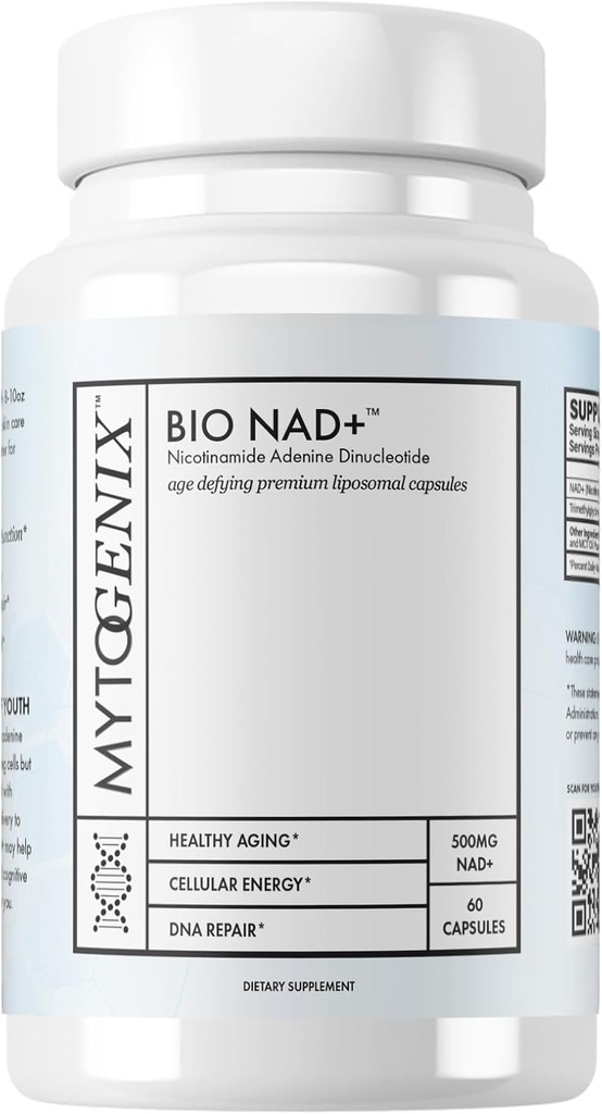 Pure NAD+ קפסולות - Nicotinamide Adenine Dinucleotide - NAD+ תוסף - 60 קפסולות Per Bottle- 500 מ"ג NAD+ לכל משרת - מקדם את Anti-Aging - בריאות סלולרית ותפקוד - תיקון DNA
