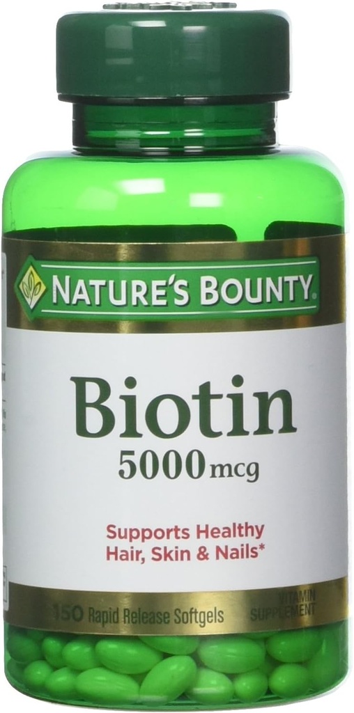 Nature's Bounty Biotin 5000 mcg, 60 טבליות במהירות dissolve (Pack of 2)