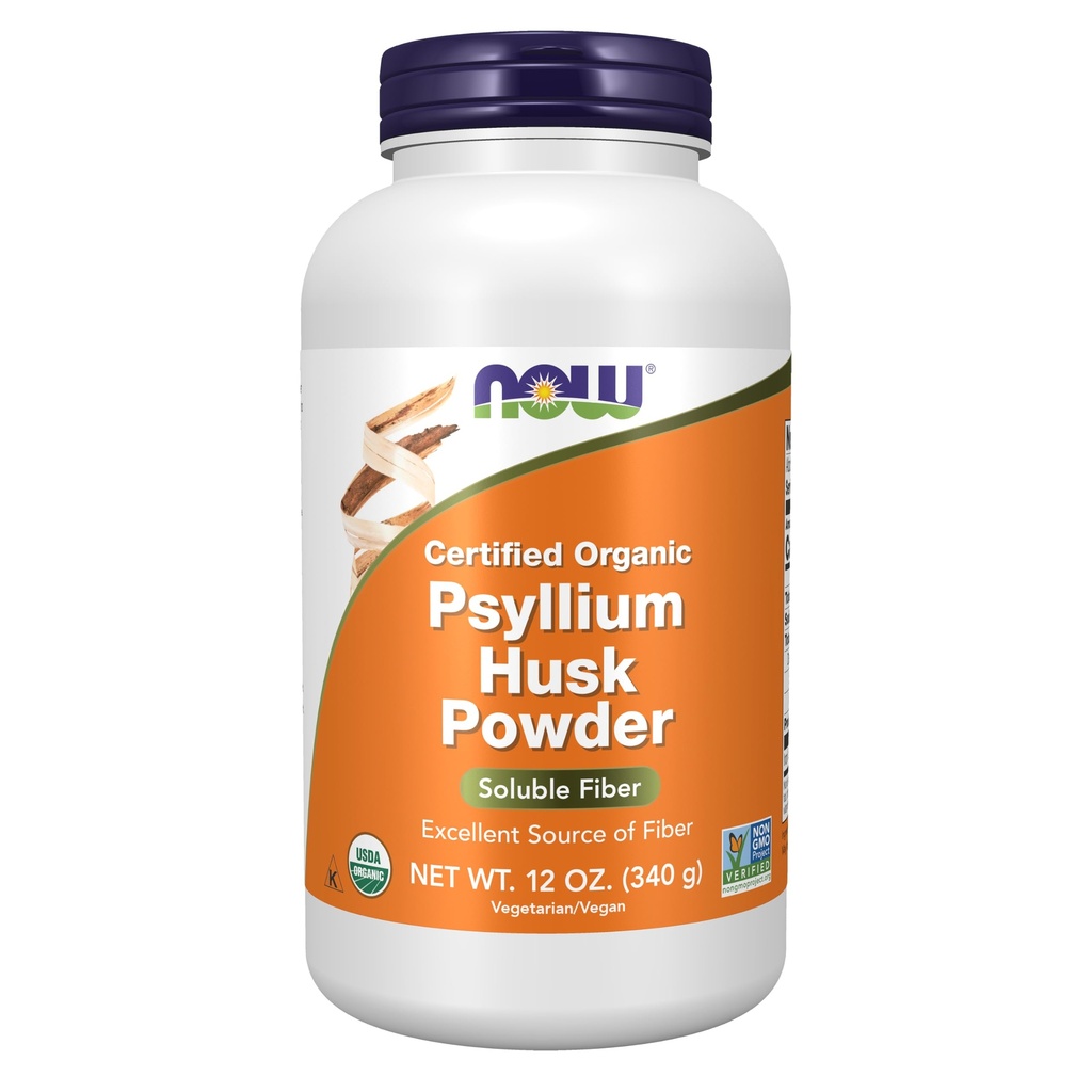 עכשיו תוספי מזון, אבקת Psyllium Husk, אורגני, Non-GMO פרויקט מאומת, Soluble סיבים, 12-Ouncece