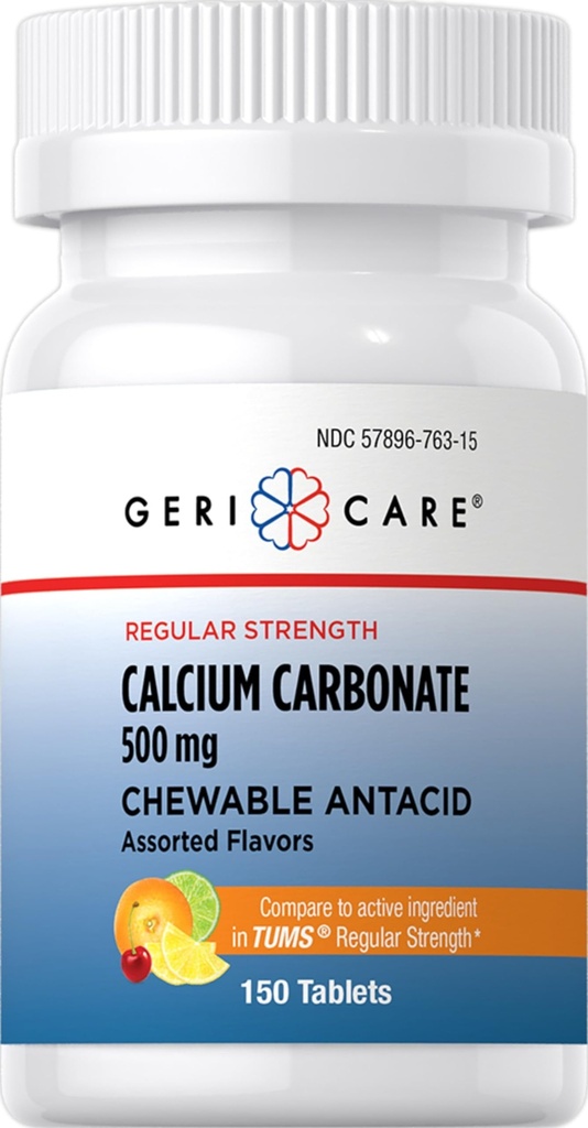 Gericare Calcium Carbonate 500 מ"ג Chewable Antacid, 150 Count (Pack of 1)