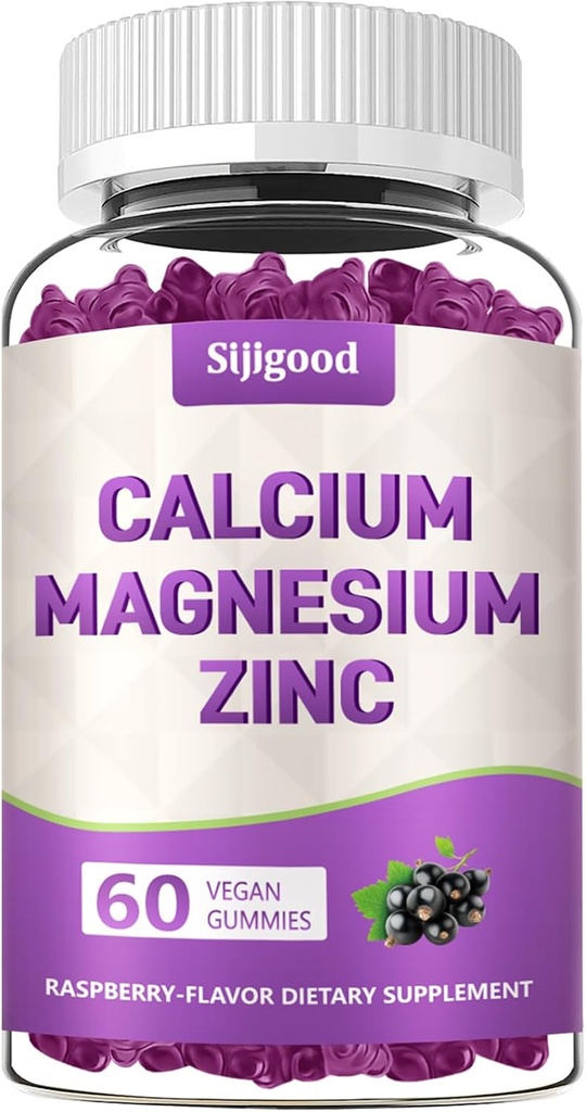 Calcium Magnesium Zinc Gummies עם ויטמין C D3 K2, Calcium חניכיים עבור העצם, שריר, Calm & Zzz תמיכה, High Absorption Formula with Magnesium Zinc Potassium, Elderberry פלמור 60 הרוזןs