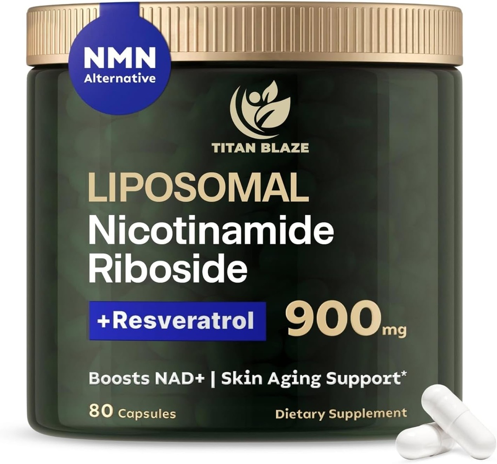 NAD+ Nicotinamide Riboside with Resveratrol & Quercetin NMN Alternative – Premium Anti-Aging Supplement for Energy, Focus, and Cellular Support – 80 High-Purity Capsules 900mg