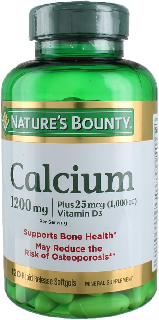 Natures Bounty Calcium Plus ויטמין D3 1200 miligram קפסולות - 120 Ea, Pack של 3