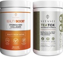 VITASEI Wellness Bundle - hydrolyzed Collagen Peptides אבקה & Teatox Detox & ניקוי של אבקת תמיכה - שיער, עור, ריחות & העיכול Booster עבור נשים וגברים