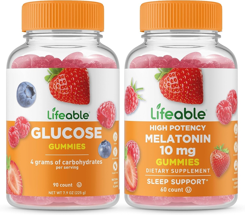 Glucose + Melatonin 10 מ"ג, חניכיים בונדלה - גדול Tasting, ויטמין תוסף, Gluten חינם, GMO חינם, Chewable Gummymymy