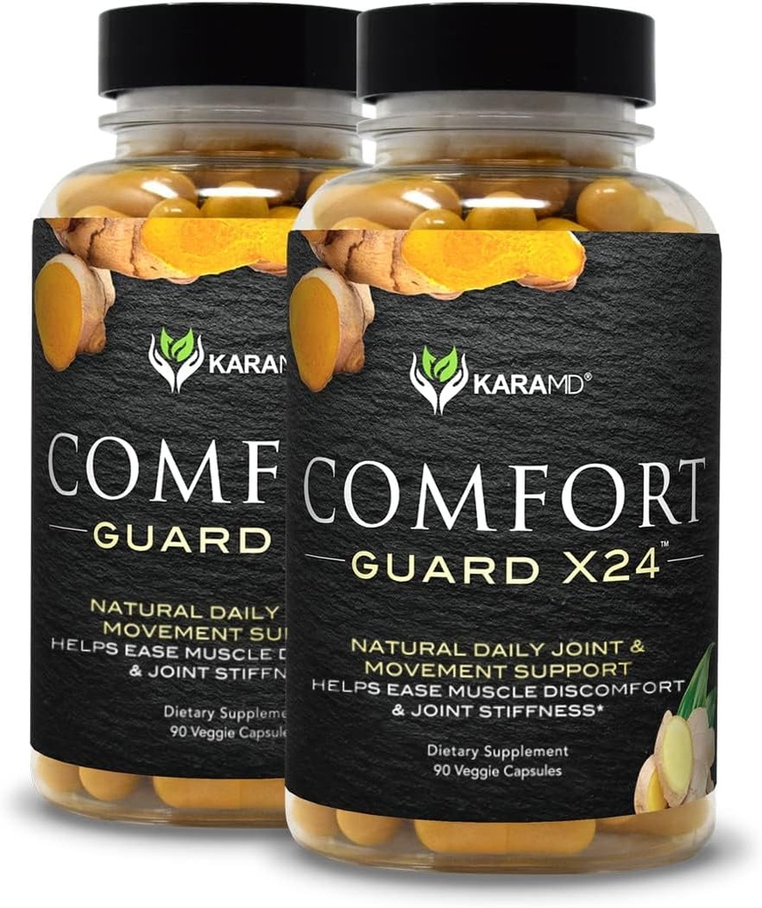 KarMD Comfort Guard X24 | Joint & Movement Support Supplement | Turmeric Curcumin, Boswellia & הג'ינג'ר | Ease Pain Discomfort & Joint Stiffness | Non-GMO, Gluten Free & Friendly (2 Pack)