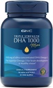 GNC משולש כוח DHA 1000 מיני אומגה 3 תוסף, 1000 מ"ג, אולטרה ריכוז, כוח גבוה, תומך התפתחות המוח וחזון בריא, Burpless, 90 מיני Softgels, 45 SVG, 45 יום אספקה
