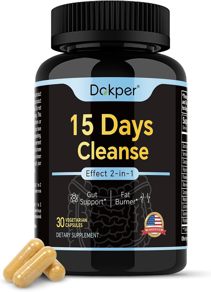 ניקוי טבעי Detox, 15 ימים 2-in-1 תמיכה, ניקוי קולני לגברים ונשים, Senna Leaf, Cascara Sagrada, Psyllium Seed Husk אבקת Aloe Vera, 30 קפסולות