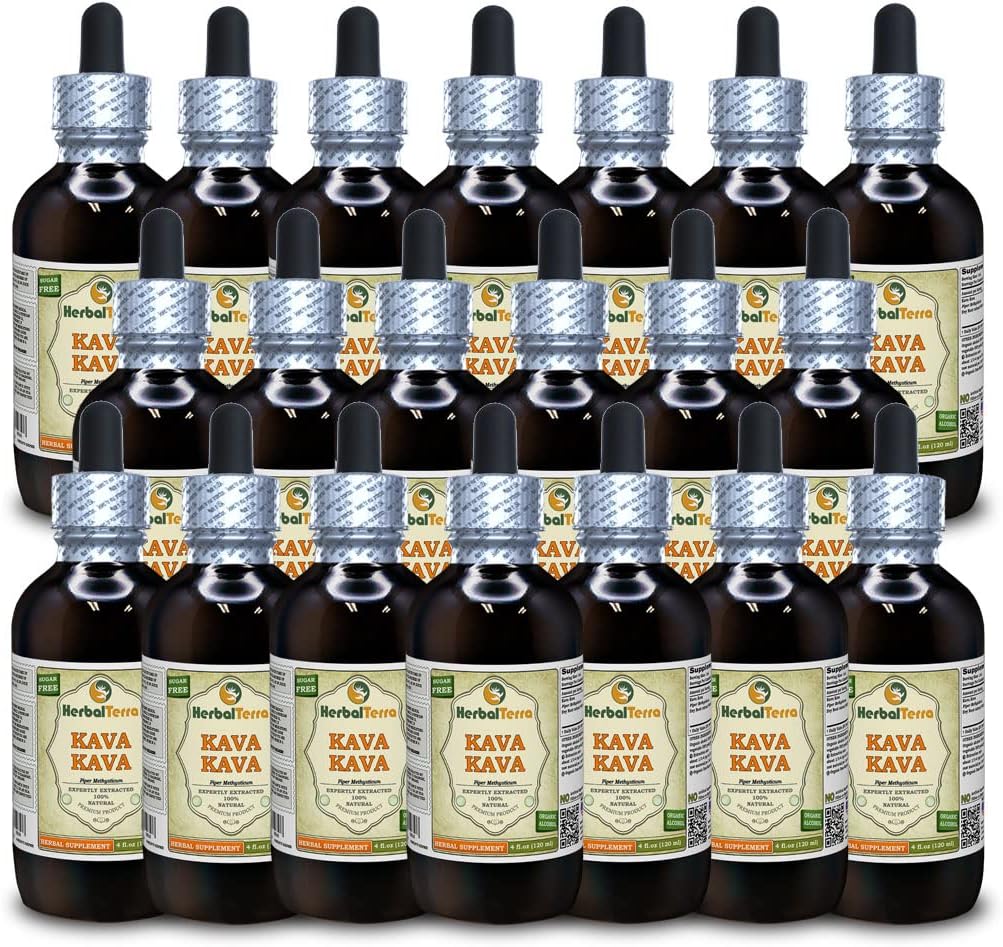 Kava Kava (Piper Methysticum) Tincture, Dried Root Liquid Extract Extract Extract (שם בדוי: HerbalTerra, Madely בארצות הברית) 20x4 fl.oz (20x120 מ"ל)