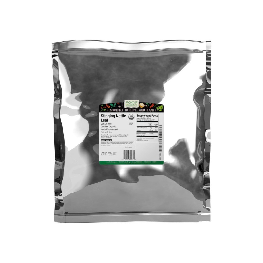 Frontier Co-op Sting Nettle, 1/2-Pound, Cut & Sifted for Teas, Soups, Smoothies ו Stir Frys (Packaging עשוי להשתנות)
