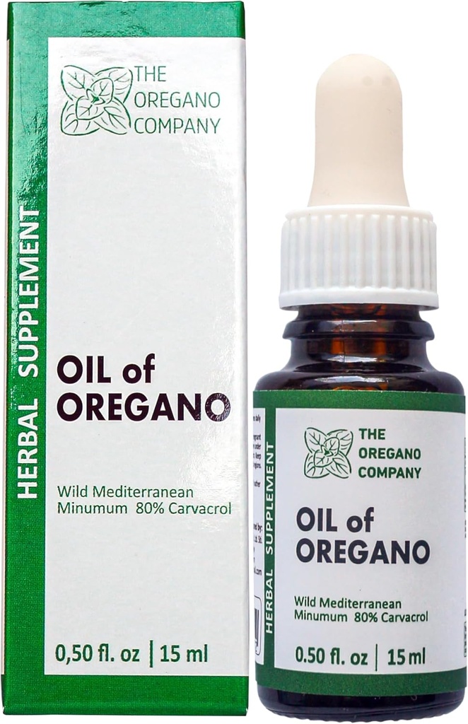 THE OREGANO COMPANY- Oil of Oregano 0.50 fl. oz 15 ml Liquid, Drops, Vegan,Vegetarian, Aceite De Oregano, Edible Food Grade Supplements,High Natural Carvacrol Potency,Wild Oregano Oil Extract Tincture