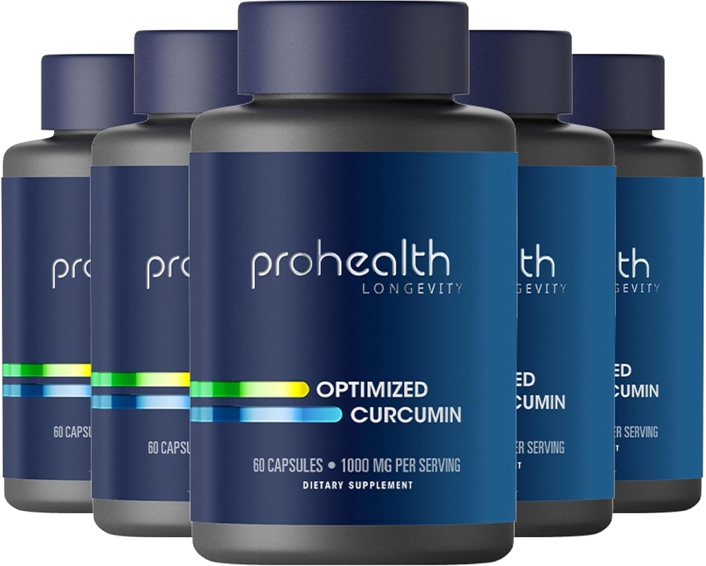 ProHealth Turmeric Curcumin תוסף: 285 Times More Bioavailable - פותח על ידי נוירו-מדעיסטים. 1000 מ"ג ריכוז של Longvida Curcumin לחלץ Per Serve (60 X 500 מ"ג קפסולות Per Bottle) (6 Pack)