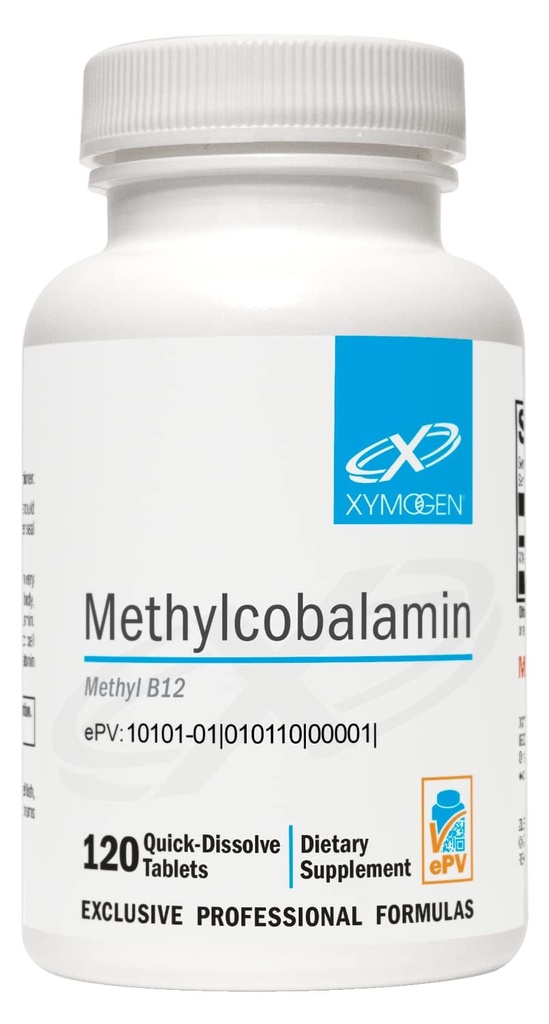 XYMOgen Methylcylobalamin 5,000 mcg - ויטמין B12 בתוספת טבליות קטנות, Pleasant-Tasting - תמיכה בריאות Methylation, Neuroלוגי בריאות, מערכת החיסון בריאה (120 טבליות)