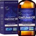 איסלנדית Cod Liver Oil נוזלי, לימון (16oz) - ויטמינים A & D, EPA & DHA - Helps Vision, Skin Membranes & Immune function - MSC Certified, Non-GMO