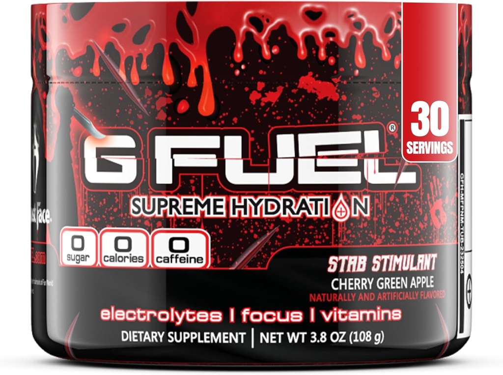 אבקת דלק אלקטרוליטה, צ'רי גרין אפל, Stab Stimulant, Zero Sugar ו Caffeine-Free Hydration with Mixlytes ווויטמינים, 3.8 oz (Ghost Face, 30 משרתים)