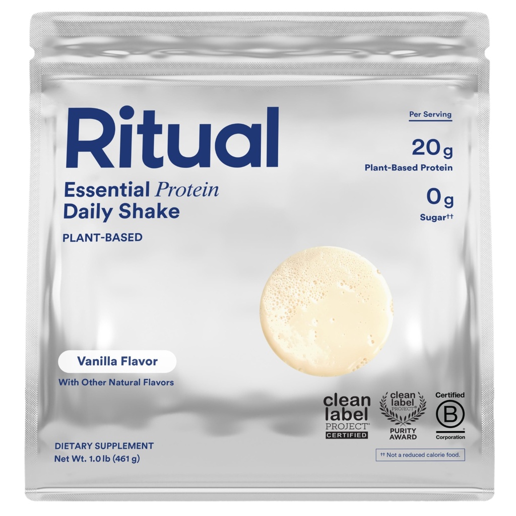 אבקת חלבונים Ritual טבעונית עם BCAA: 20g אורגני Pea Planted-מבוסס חלבון מחוות רגנרטיביות בארה"ב, מלא Amino Acid פרופיל, Gluten Free, Sugar Free, Milk, Vanilla, 1 Lbs