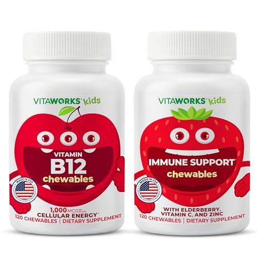 ילדים ויטמין B12 Chewables + Elderberry + Zinc + C Chewables Bundle