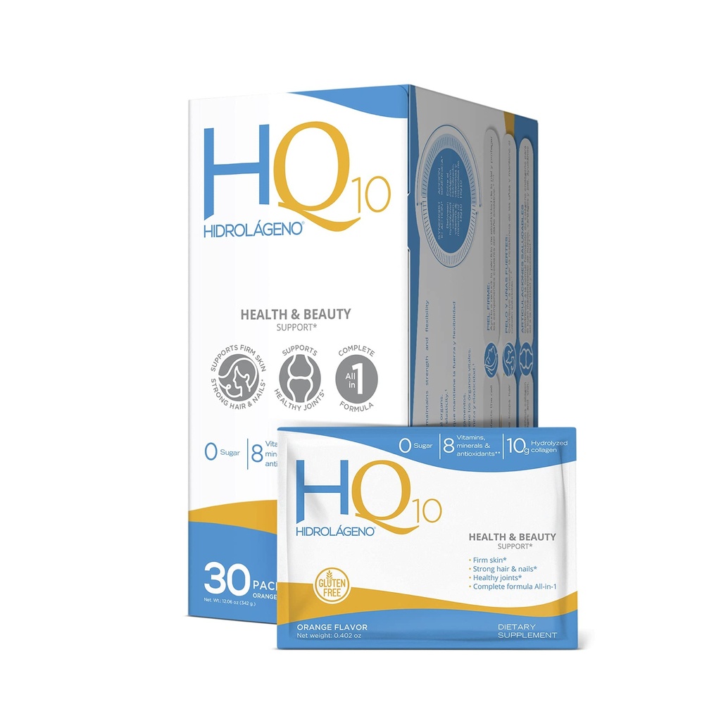 Hidrolageno Q10, hydrolyzed Collagen, ויטמינים, ZINC, Antioxidants, 30 sachets per Pack, 4.2 Ounce, Pack of 1