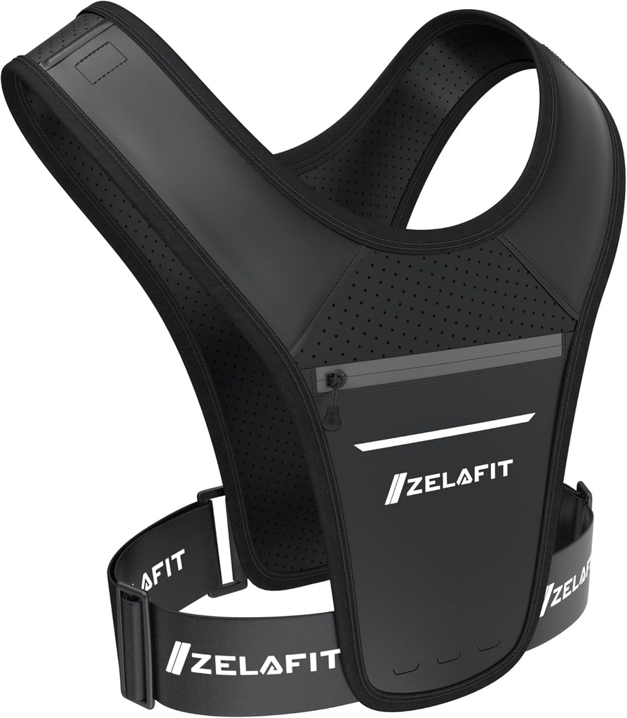 ZelaFitTM Running Pop for Women & Men Running Phone Holder - Perfect for Running Gear, Running Architects - Light Weight Chest Rig Phone Holder for Running (Black)
