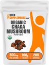 BulkSupplements.com אורגני Chaga Mushrooms אבקת - Chaga Mushroom תוסף, Superfood תוסף - טבעוני וגלוטן חינם, 500 מ"ג לשרת, 100g (3.5 oz) (Pack של 1)