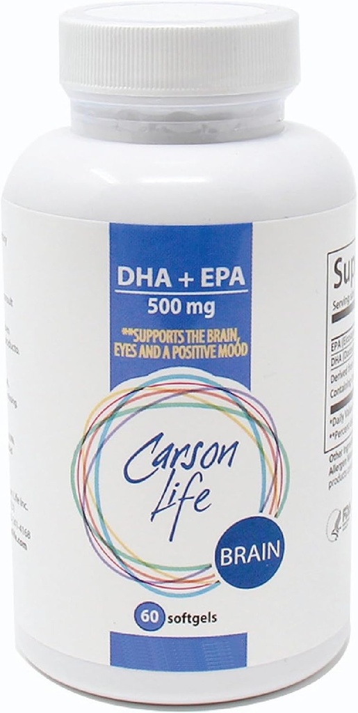 קרסון החיים DHA EPA אומגה 3 - מתקדם EPA DHA 3 תוספת לתמיכה בתפקוד המוח, זיכרון, פונקציית עיניים, ו Mood חיובי - Made בארה"ב - 60 Softgels