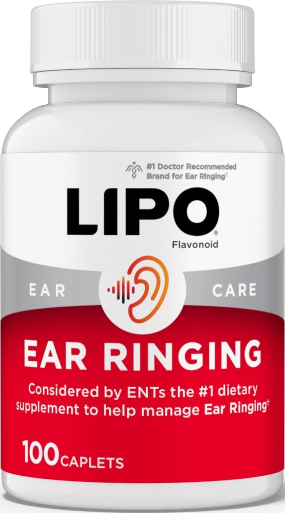 Lipo-Flavonoid Plus Tinnitus הקלה - דוקטור-Recommended for Ringing Ears - Clinically-Proven לימון Bioflavonoid מורכב עם ויטמינים C, B1, B2, B6, B12, & Calcium - 100 Capletslets