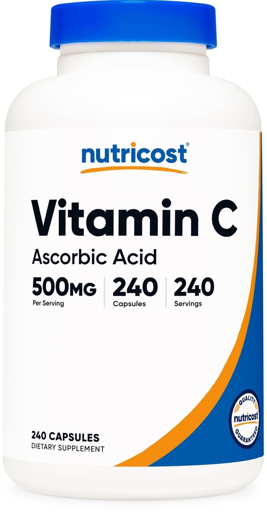 ויטמין C 500 מ"ג, 240 קפסולות, Vegetarian, Gluten Free & non-GMO