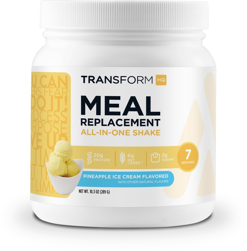 TransformHQ Meal החלפת Shake אבקת 7 לשרתים (Pineapple Cream Flavored) - Gluten Free, non-GMO