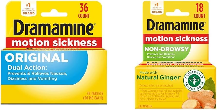 Wondermine Original, Motion Sickness הקלה, 36 Count & Non-Drowsy, Motion Diseaseness, Made with Natural Joker, 18 Count