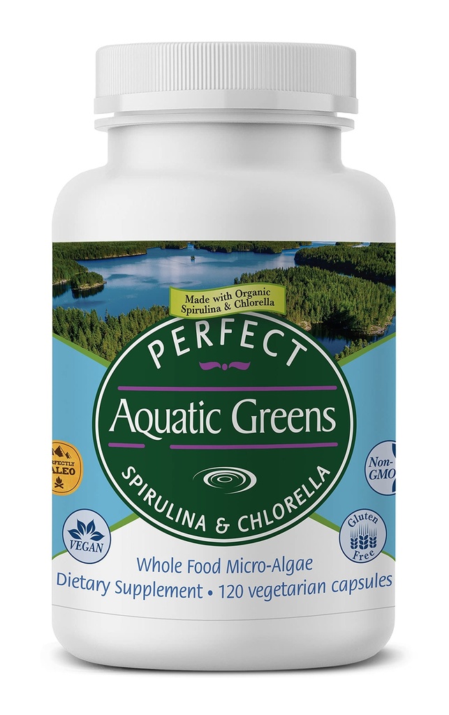 תוספי מזון מושלמים - Perfect water Greens - 120 קפסולות ירקות - אורגני Spirulina ו- Chlorella תוסף - חומרים מזינים Superfoods